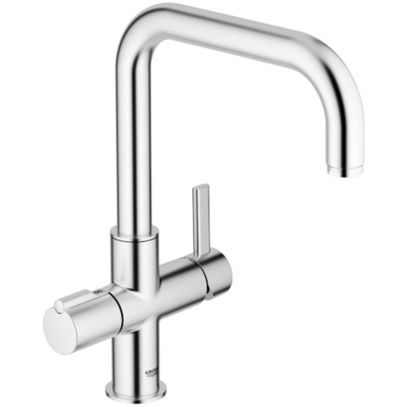 Oversikt av Grohe Red Duo kjøkkenbatteri med kokende vann funksjon