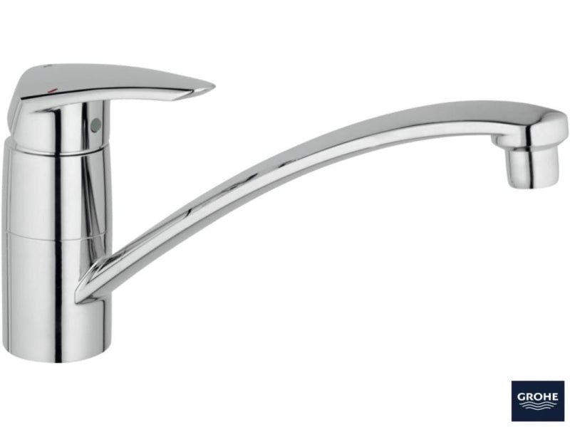 Detalj av metallhåndtak på Grohe Eurodisc Cosmopolitan kjøkkenbatteri