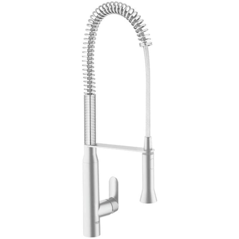 Sideprofil av Kjøkkenbatteri ettgreps rustfritt stål Grohe K7