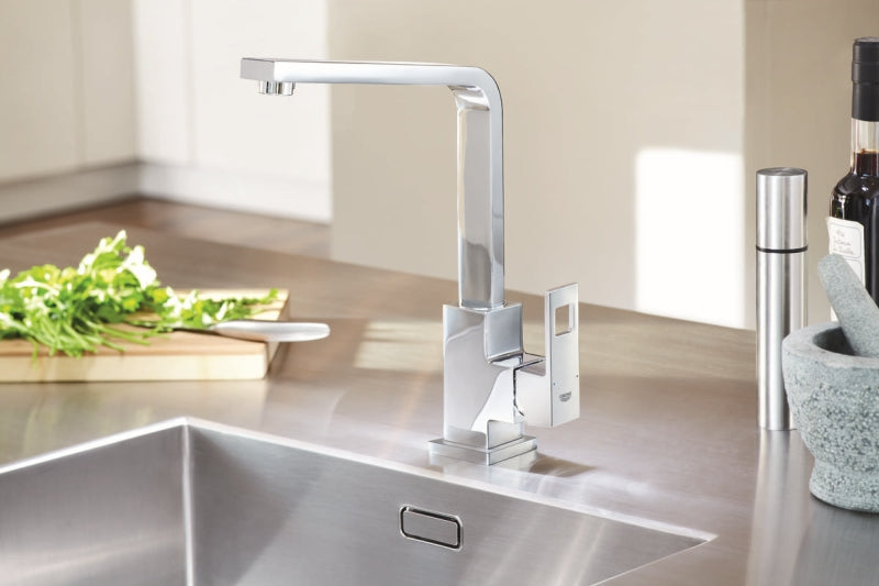 Detalj av krom finish på Grohe Eurocube