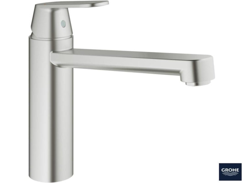 Montert kjøkkenbatteri ettgreps børstet stål Grohe Eurosmart Cosmopolitan