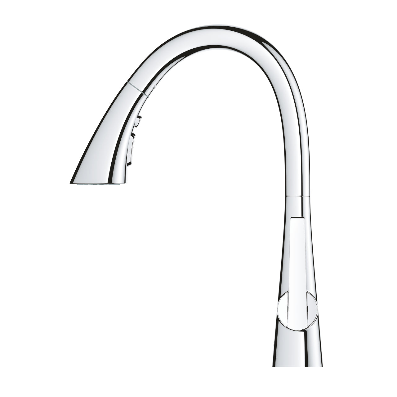 Detalj av krom finish på Grohe Zedra kjøkkenbatteri