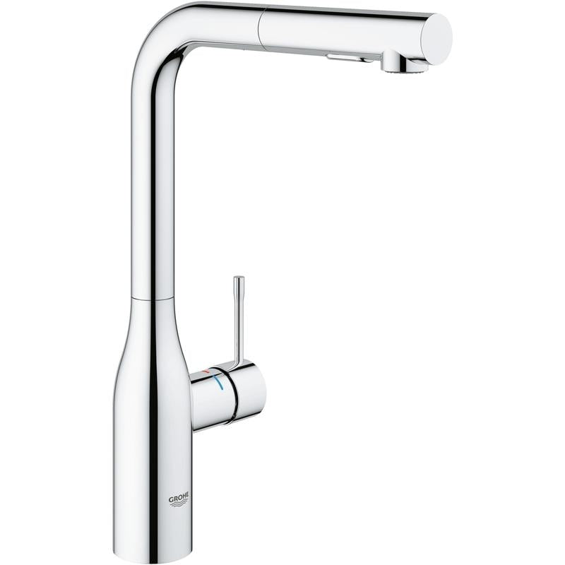 Kjøkkenbatteri krom uttrekkbar tut Grohe Essence forfra