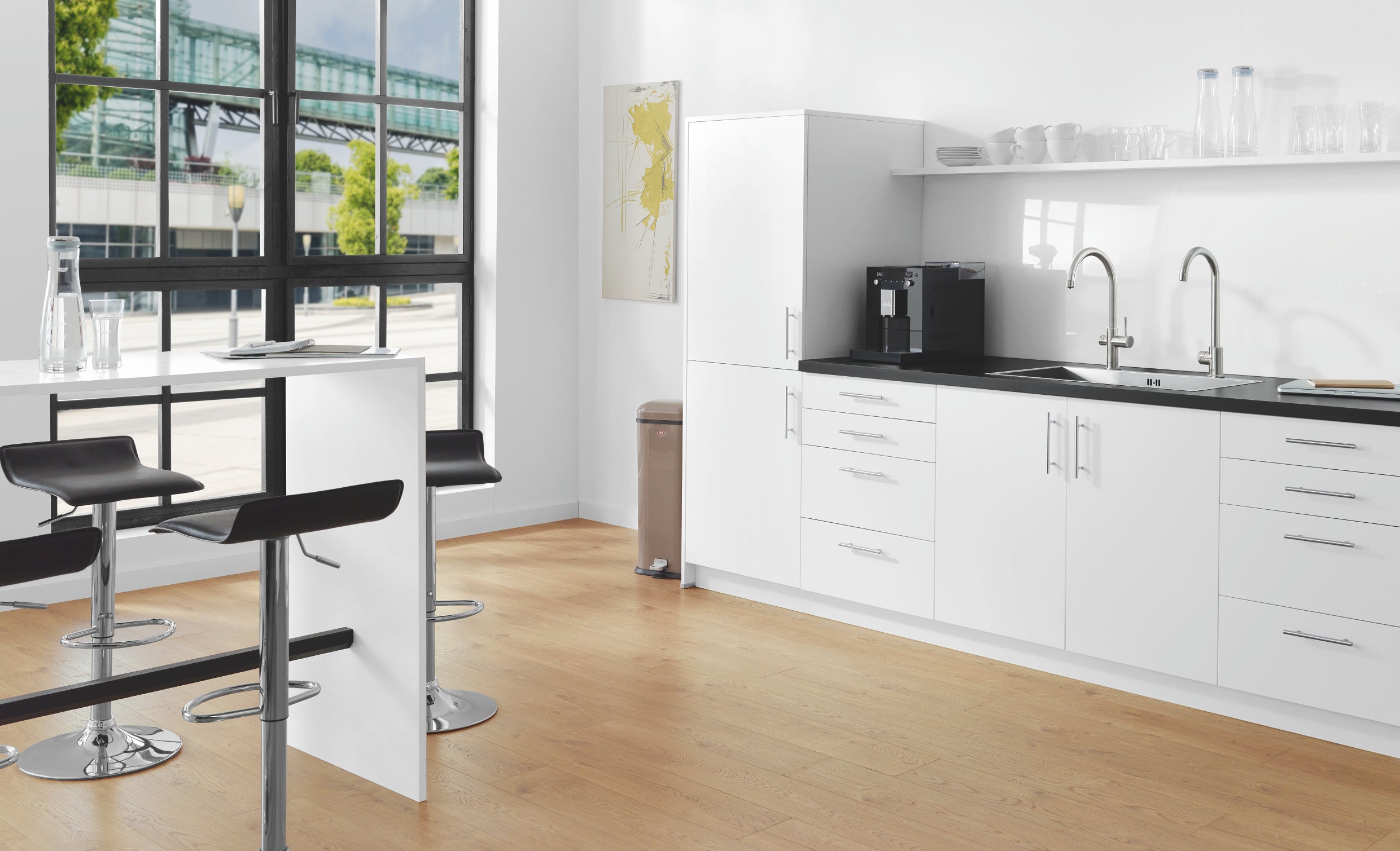 Kjøkkenbatteri mono supersteel Grohe Blue Home bakside