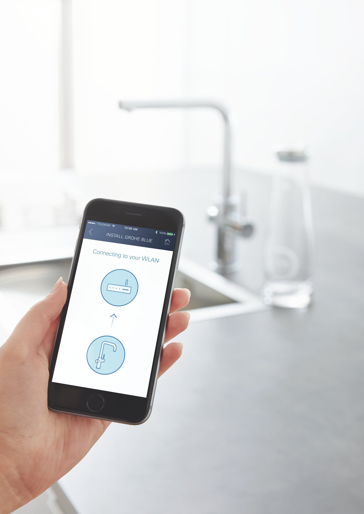 Kjøkkenbatteri startsett L-tut krom Grohe Blue Home bakside