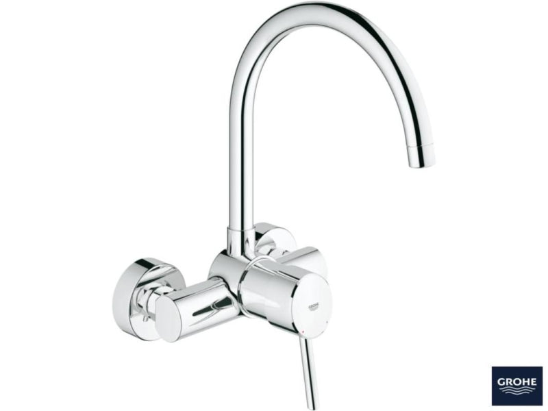Detalj av håndtak på Grohe Concetto kjøkkenbatteri krom