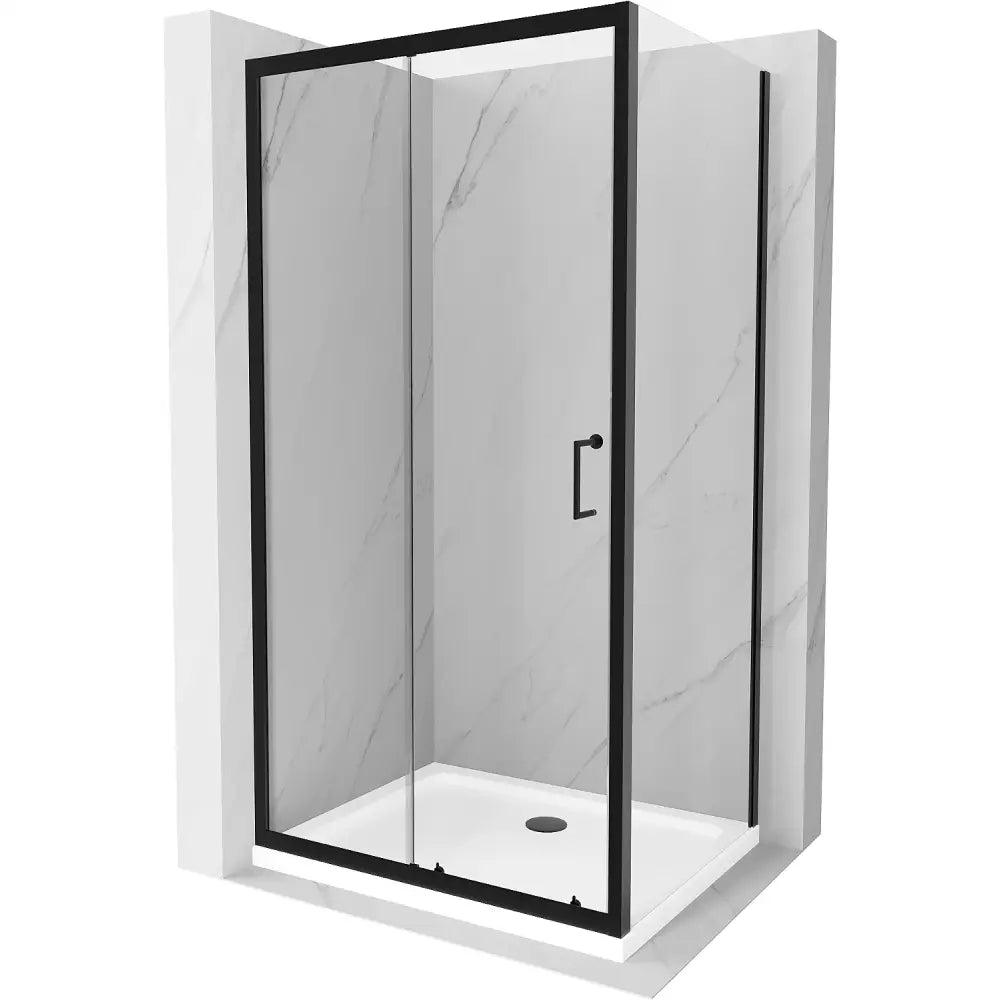 Dusjhjørne med Dusjbrett 110x70 Cm Skyvedør Transparent Svart