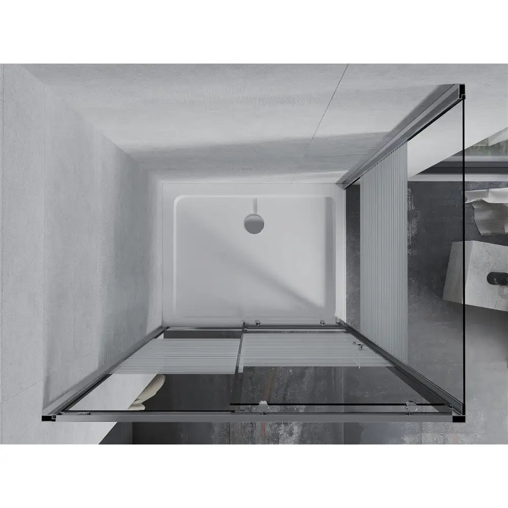 Dusjhjørne med Dusjbrett 100x90 Cm Skyvedør Striper Krom