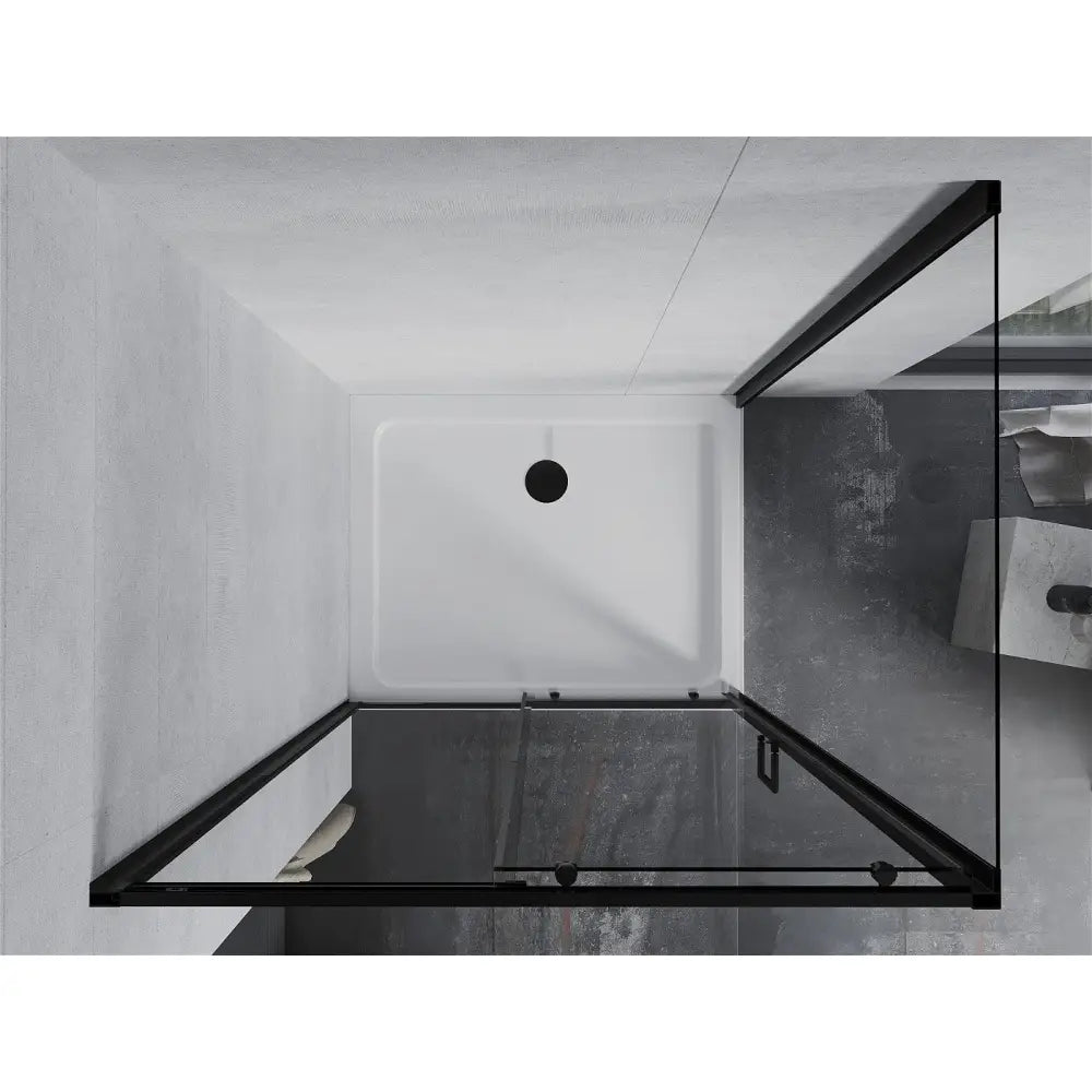 Dusjhjørne med Dusjbrett 90x100 Cm Skyvedør Transparent Svart