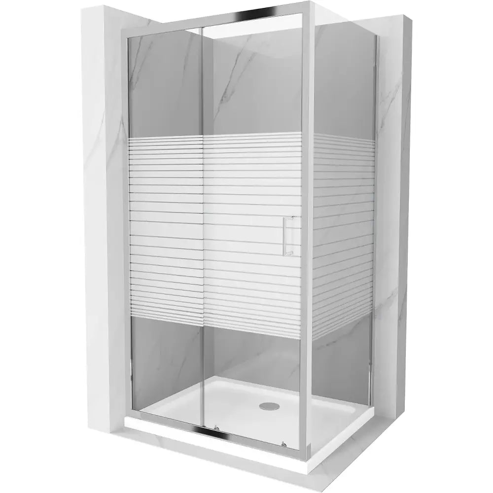 Dusjhjørne med Dusjbrett 130x80 Cm Skyvedør Striper Krom