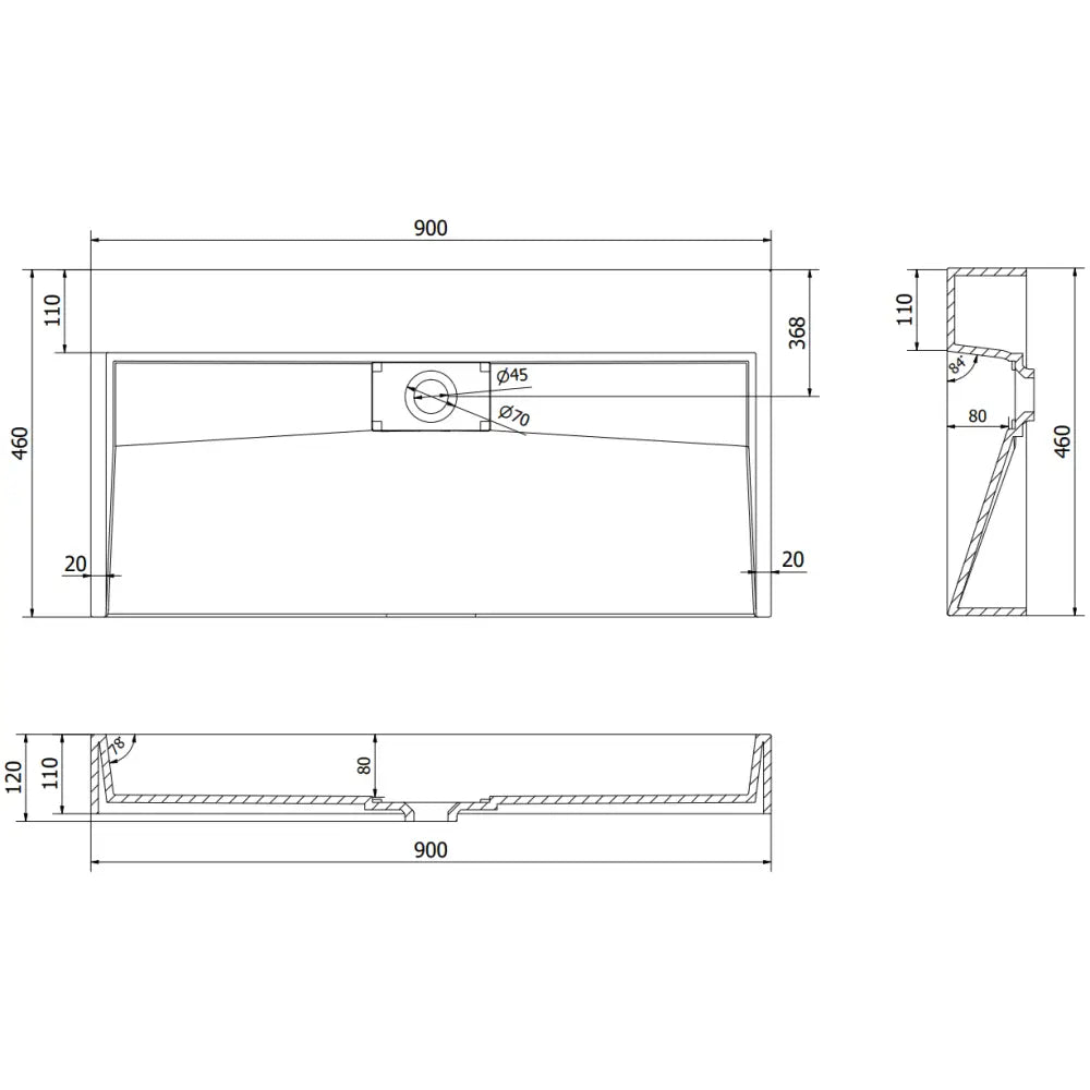 Ava Servant for Montering på Benkeplate av Kompositt B/o 90x46 Cm Hvit