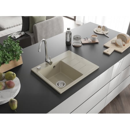 Ben Kjøkkenvask 1 Kum Med Avrenning Venstre 600 x 500 mm, Beige, Vannlås Krom - 6522605000-69