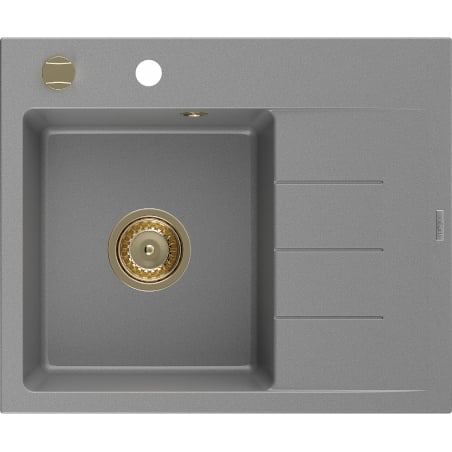 Ben Kjøkkenvask 1 Kum Med Avrenning Venstre 600 x 500 mm, Grå, Vannlås Gull - 6522605000-71-G