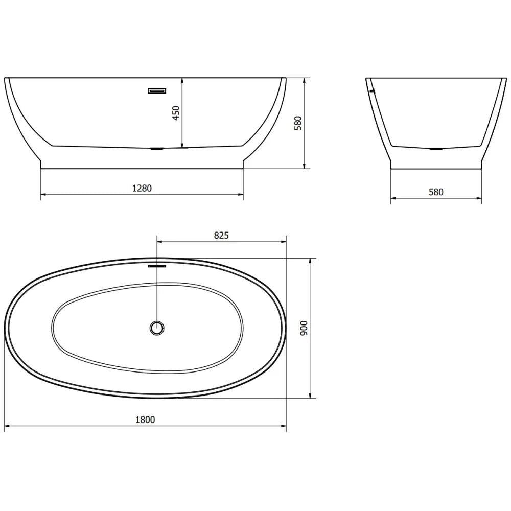 Bilbao Frittstående Badekar 180x90 Cm Hvit