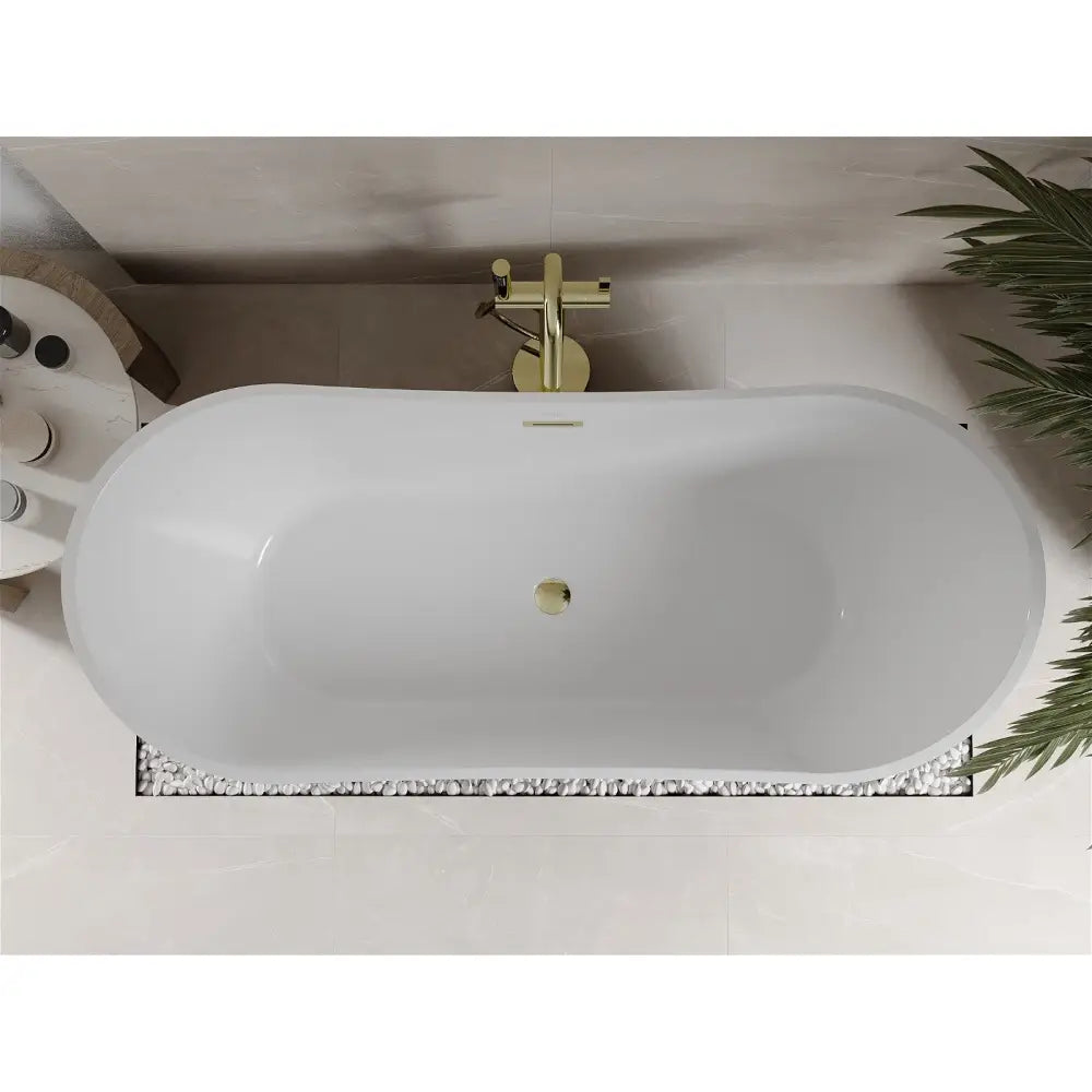 Celia Frittstående Badekar 170x75 Cm Hvit/svart Gull Overløp - 52331707575-g