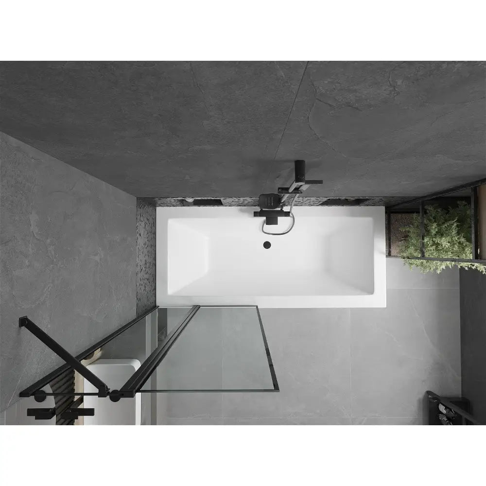 Cube Rektangulært Badekar 170x80 Cm med Kabinett og Enkeltdørs Skjerm 80 Cm Svart Mønster - 550517080x