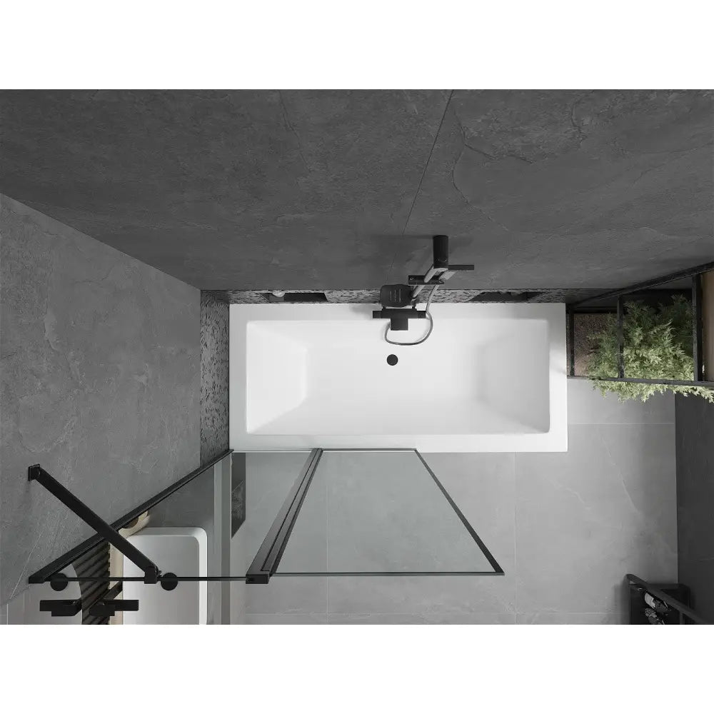 Cube Rektangulært Badekar 170x80 Cm med Kabinett og 1-dørs Skjermbrett 100 Cm Svart Design - 550517080x