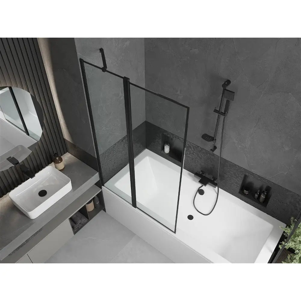 Cube Rektangulært Badekar 170x80 Cm med Kabinett og 1-dørs Skjermbrett 100 Cm Svart Design - 550517080x