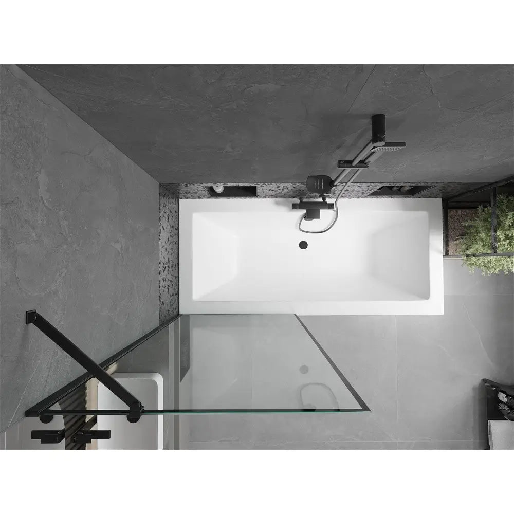 Cube Rektangulært Badekar 170x80 Cm med Kabinett og éndørs Skjerm 80 Cm Svart Mønster - 550517080x