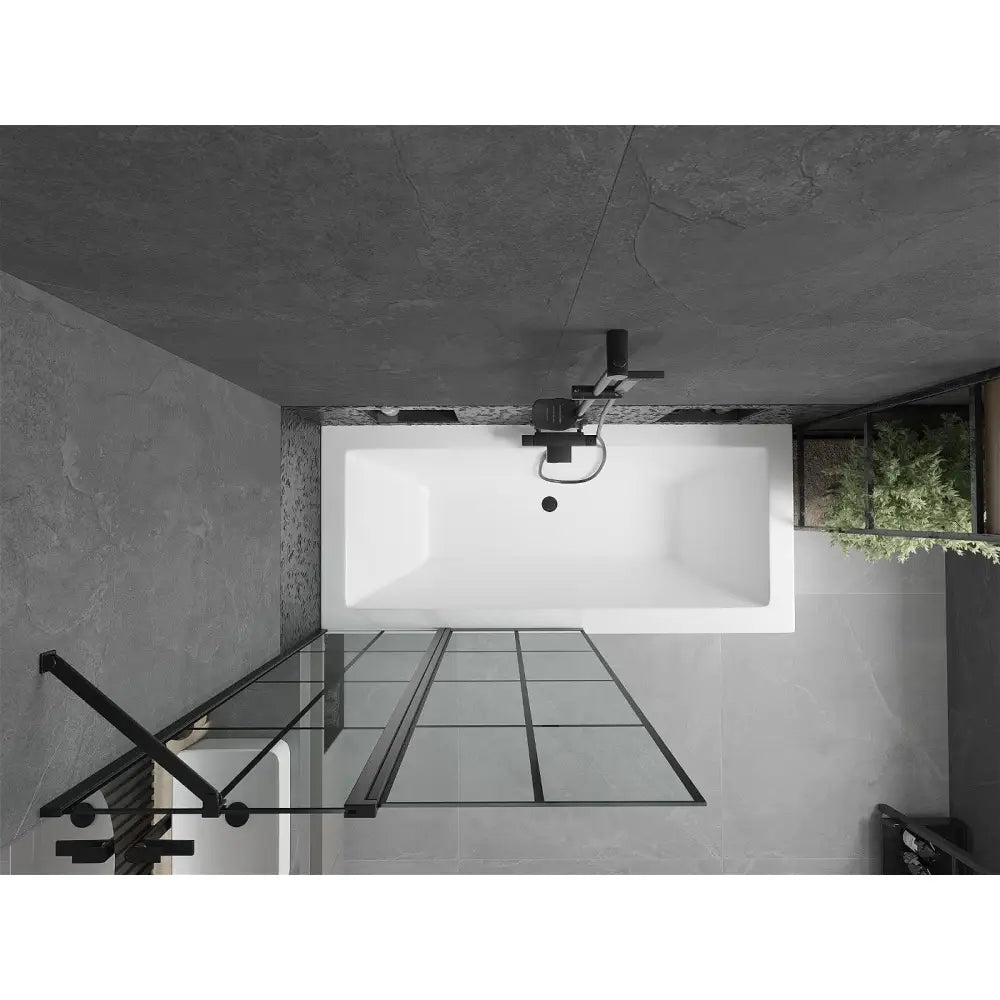 Cube Rektangulært Badekar 170x80 Cm med Kledning og Enkeltdørs Skjerm 100 Cm Svart Mønster - 550517080x