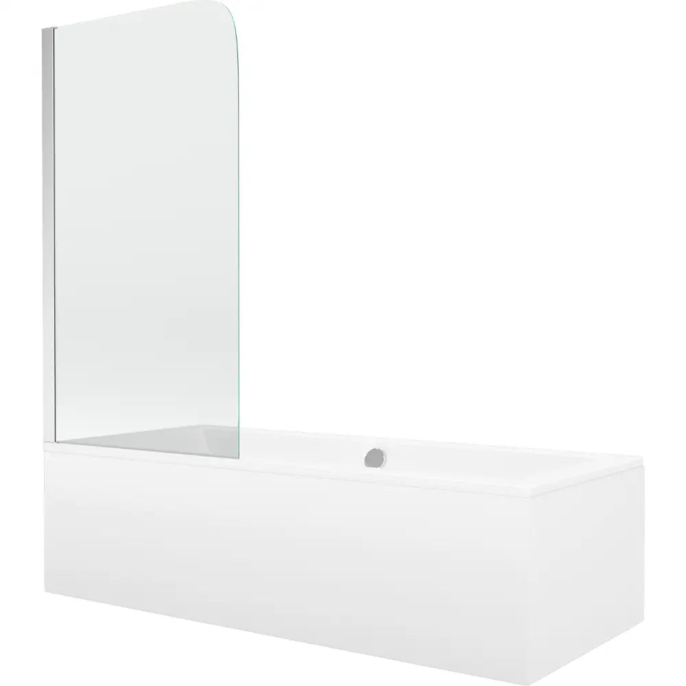 Cube Rektangulært Badekar 180x80 Cm med Kabinett og Enkeltfløyet 70 Cm Dørskjerm Gjennomsiktig Krom - 550518080x