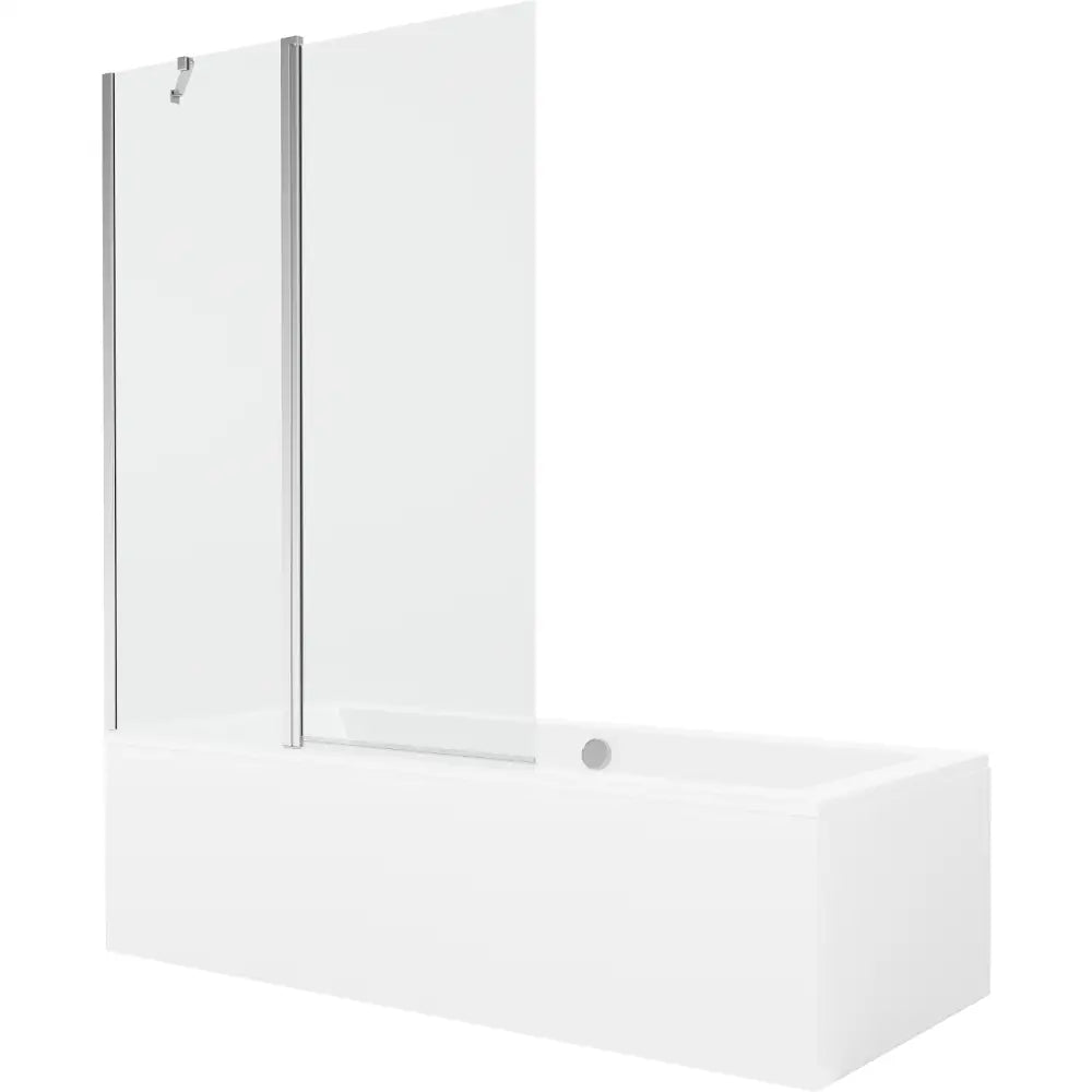Cube Rektangulært Badekar 180x80 Cm med Kabinett og 1-delt Dusjvegg 120 Cm Gjennomsiktig Krom - 550518080x