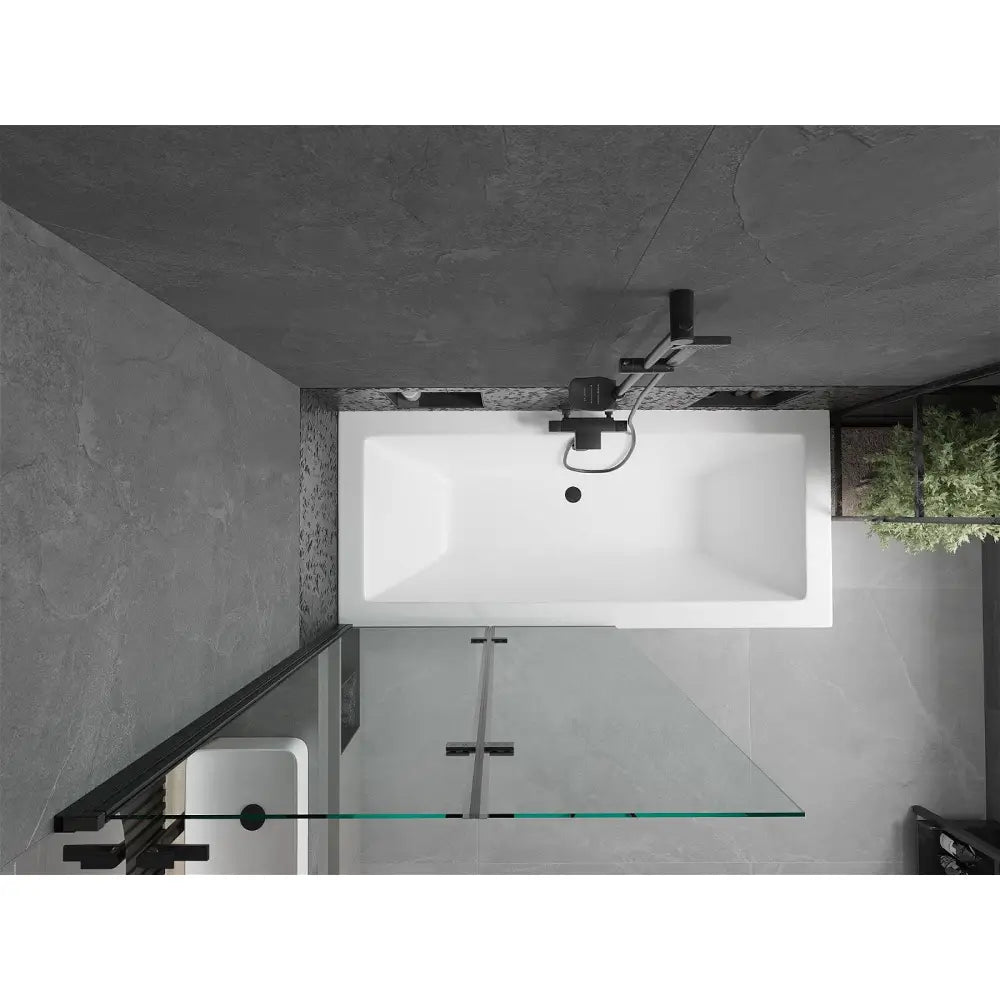 Cube Rektangulært Badekar 180x80 Cm med Kabinett og 2-delt Dør 100 Cm Gjennomsiktig Svart - 550518080x