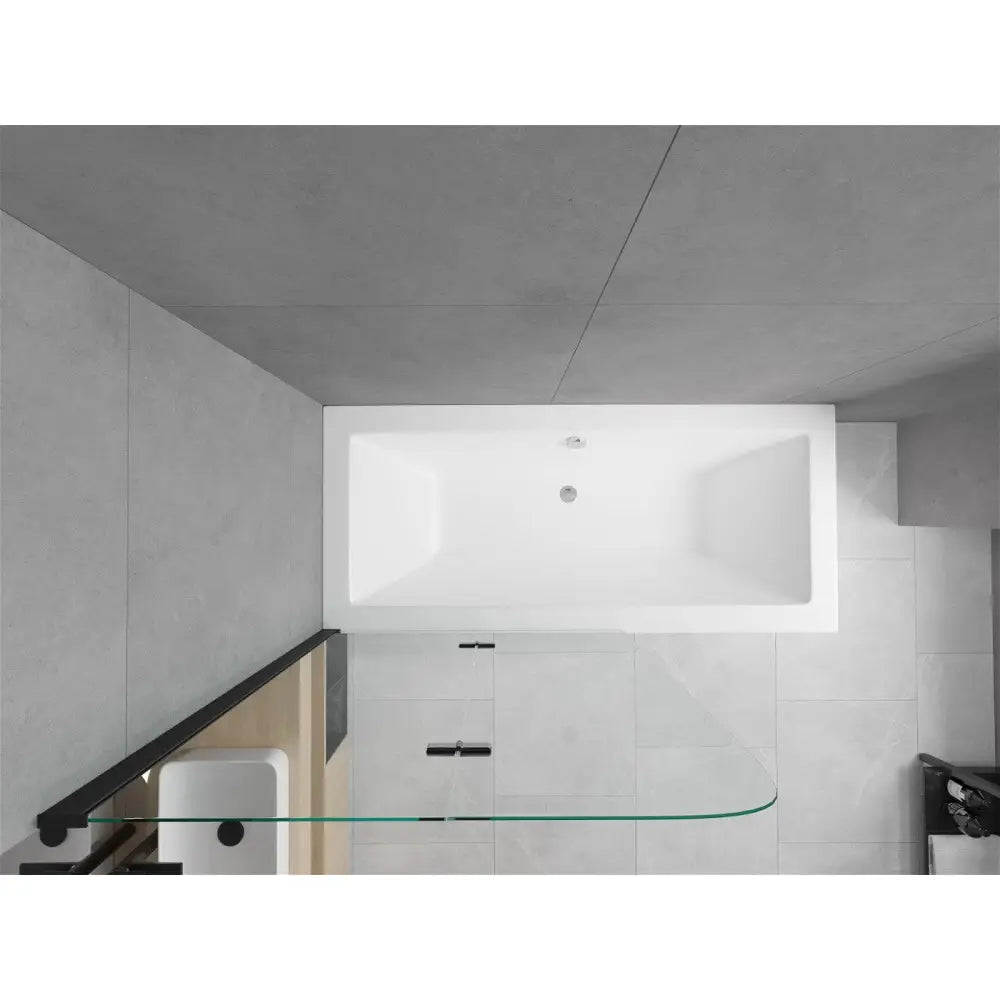 Cube Rektangulært Badekar 180x80 Cm med Kabinett og 2-delt Skjerm 80 Cm Transparent Svart - 550518080x