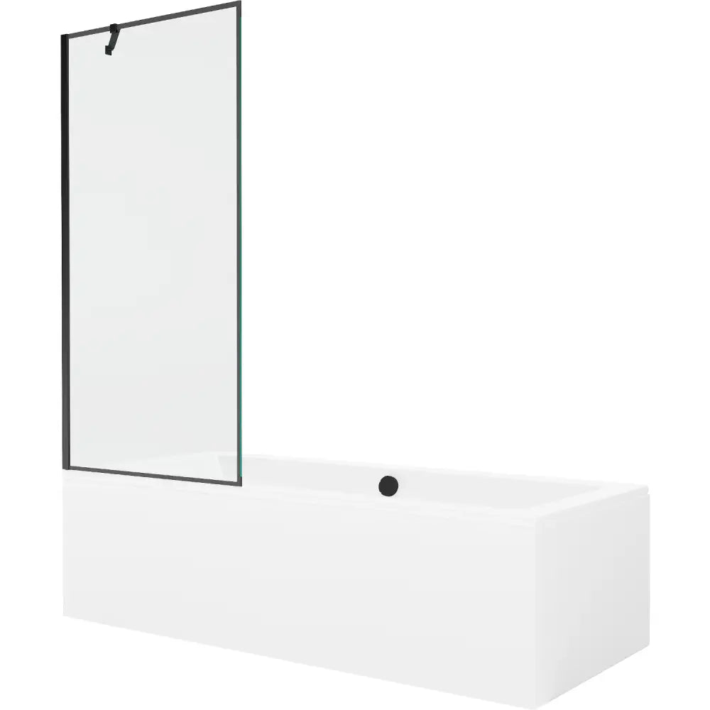 Cube Rektangulært Badekar 180x80 Cm med Kabinett og Enkelt 80 Cm Dørskjerm Svart Mønster - 550518080x