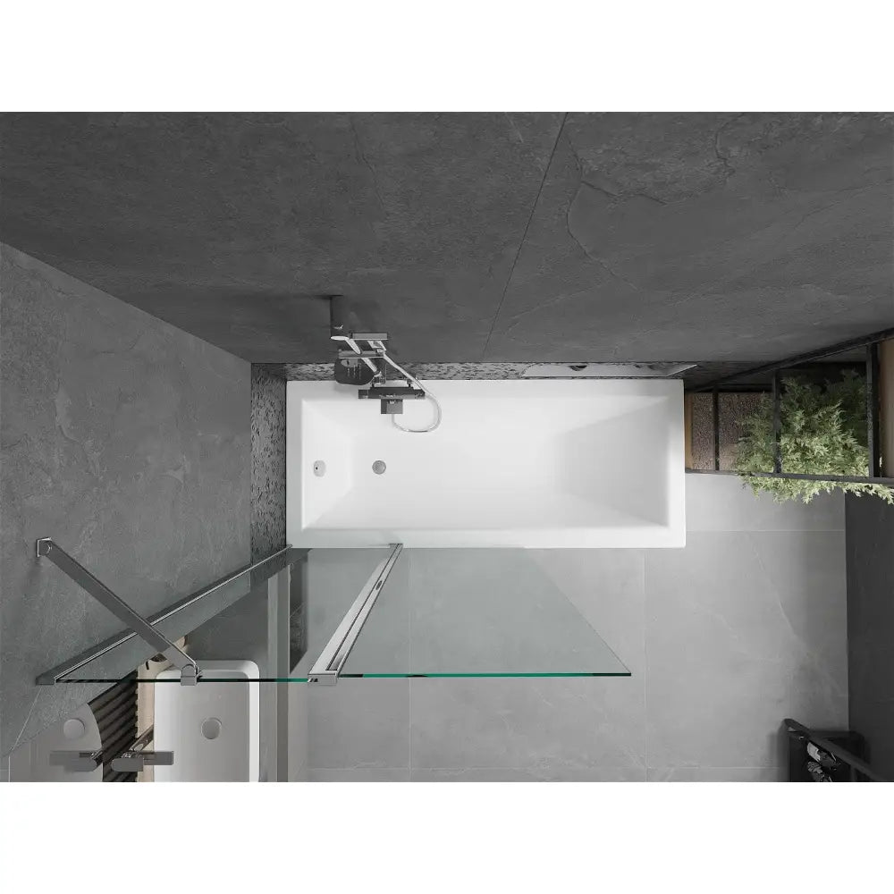 Cubik Rektangulært Badekar 150x70 Cm med Kabinett og Enkeltfløyels Dørskjerm 100 Cm Transparent Krom - 550315070x