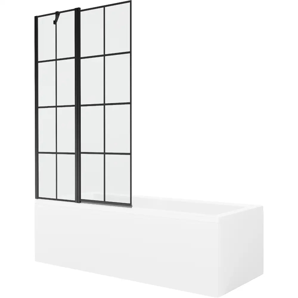 Cubik Rektangulært Badekar 160x70 Cm med Kabinett og Enkeltfløyet Skjerm 100 Cm Svart Mønster - 550316070x