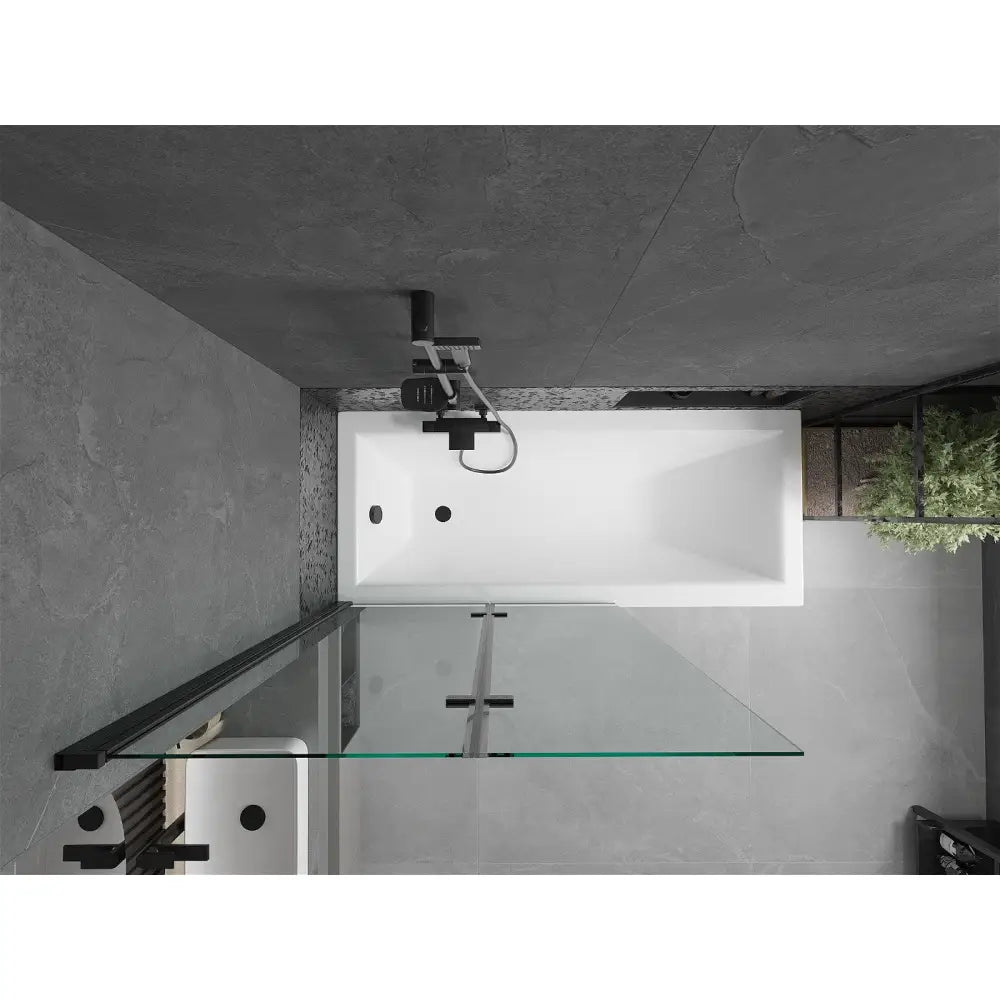 Cubik Rektangulært Badekar 160x70 Cm med Kabinett og 2-delt Dør 100 Cm Gjennomsiktig Svart - 550316070x