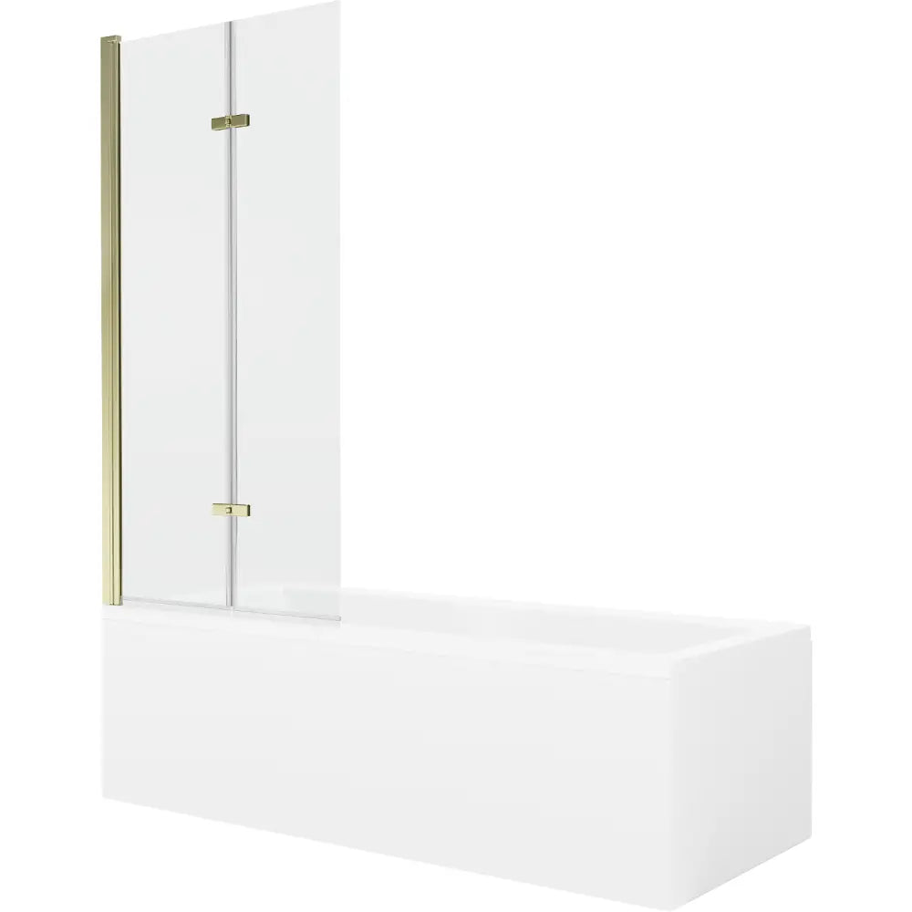 Cubik Rektangulært Badekar 160x70 Cm med Kabinett og 2-delt Dusjvegg 80 Cm Gjennomsiktig Gull - 550316070x