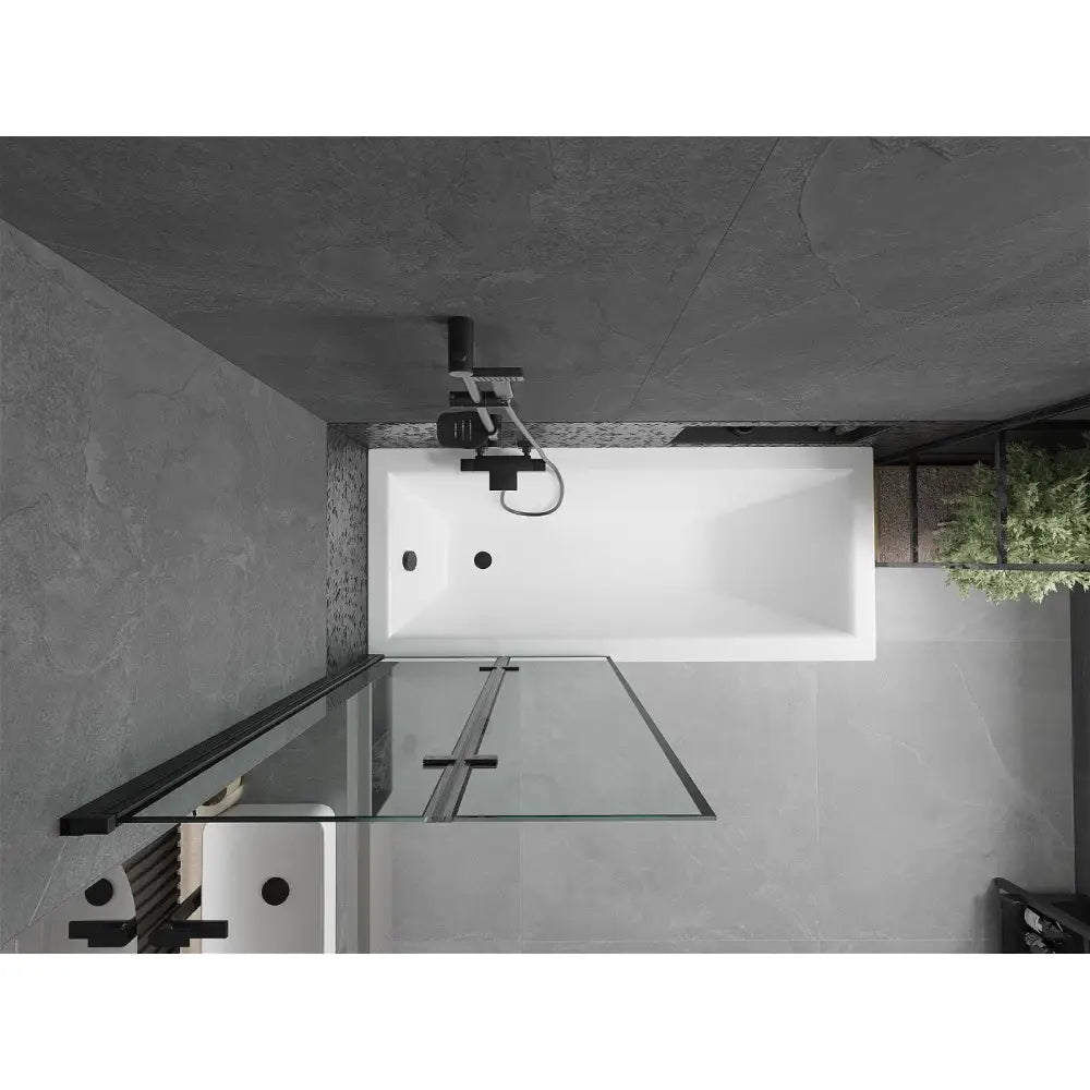 Cubik Rektangulært Badekar 160x70 Cm med Kabinett og 2-delt Dusjvegg 80 Cm Svart Mønster - 550316070x