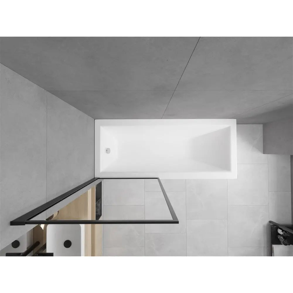 Cubik Rektangulært Badekar 160x70 Cm med Kabinett og Enkelt Fløypanel 80 Cm Svart Mønster Fix - 550316070x