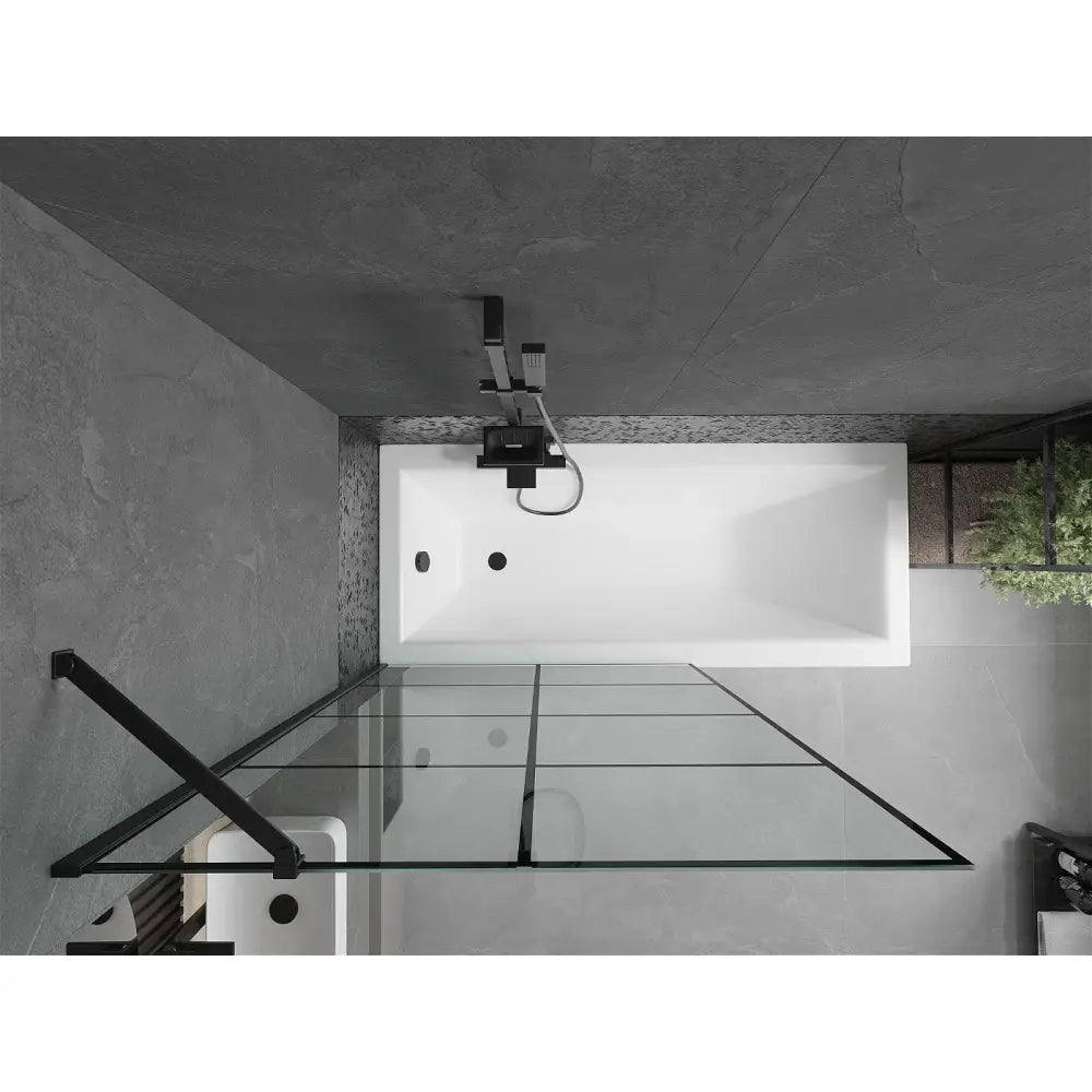 Cubik Rektangulært Badekar 170x70 Cm med Kabinett og Enkelt-dørs Skjerm 100 Cm Svart Mønster - 550317070x