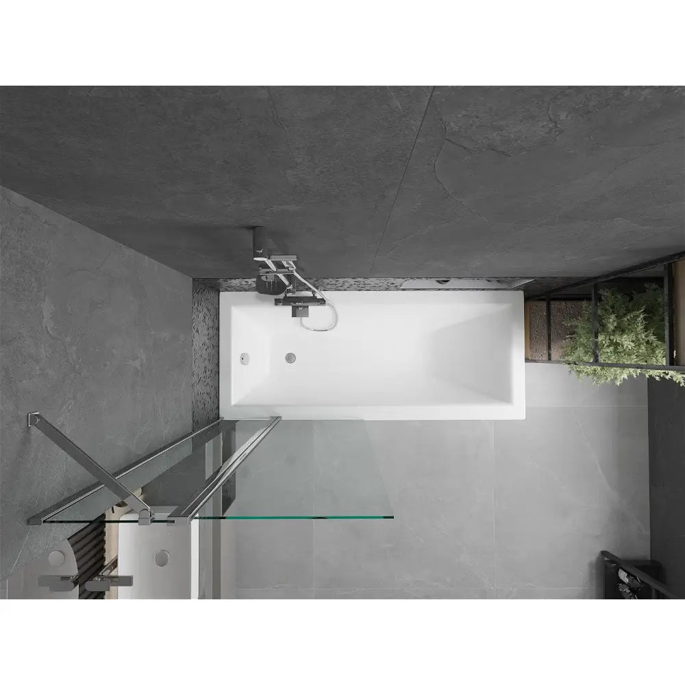 Cubik Rektangulært Badekar 170x70 Cm med Kabinett og Enkeltfløyels Dusjdør 80 Cm Gjennomsiktig Krom - 550317070x