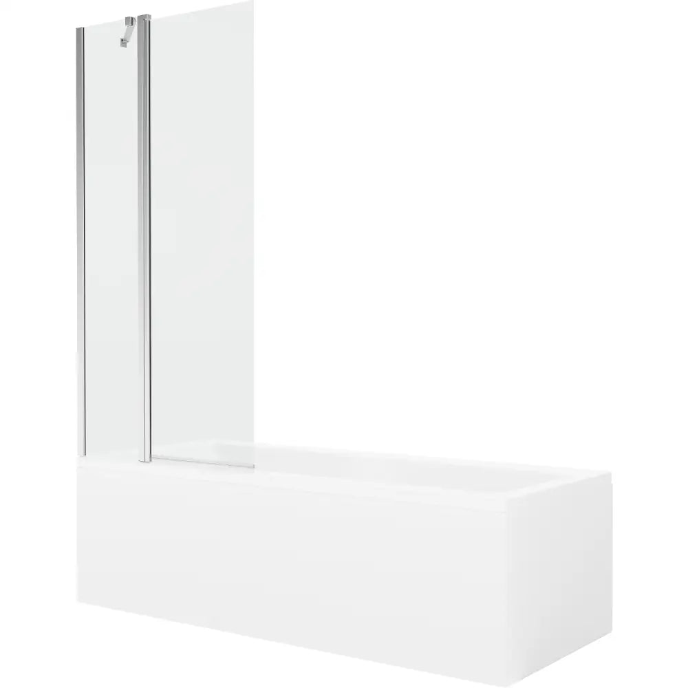 Cubik Rektangulært Badekar 170x70 Cm med Kabinett og Enkeltfløyels Dusjdør 80 Cm Gjennomsiktig Krom - 550317070x