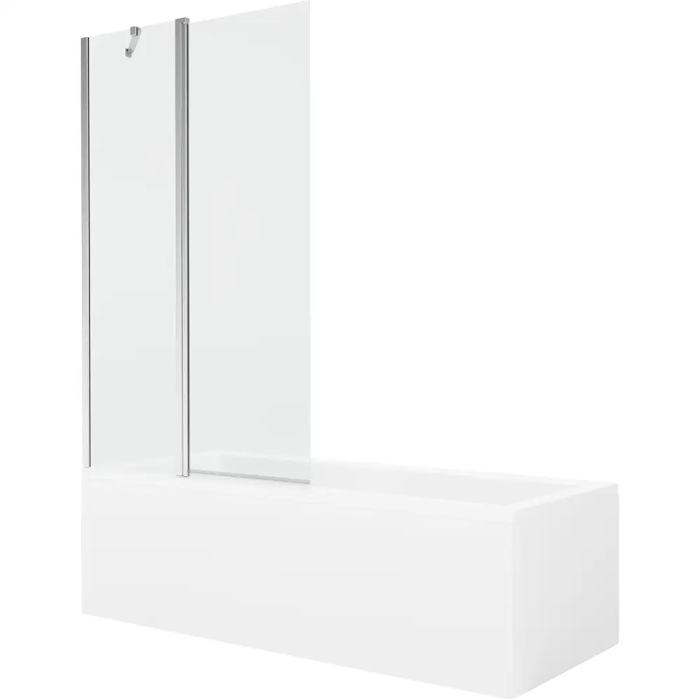 Cubik Rektangulært Badekar 170x70 Cm med Kabinett og En-dørs Dusjvegg 100 Cm Gjennomsiktig Krom - 550317070x