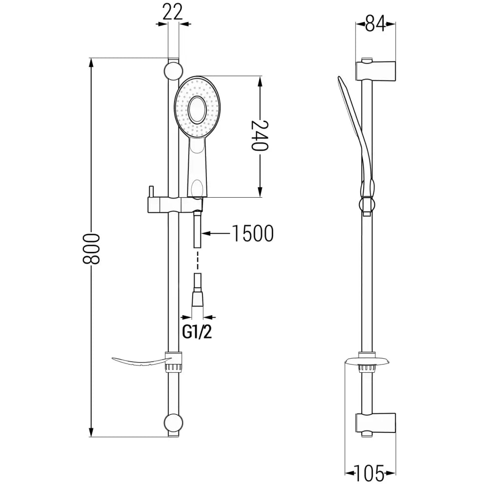 Dusjsett med Skyvefunksjon Sort