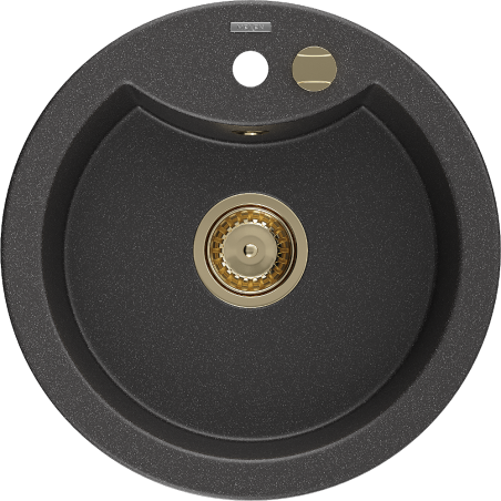 Diego Kjøkkenvask 1 Kum 488 x 480 mm, Svart/Grå, Vannlås Gull - 6512481000-76-G