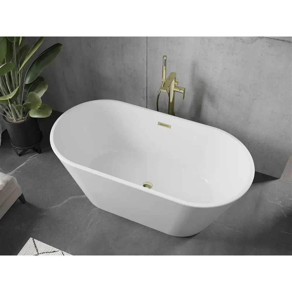 Flavia Frittstående Badekar 150x75 Cm Hvitt med Gull Overløp - 54031507500-g