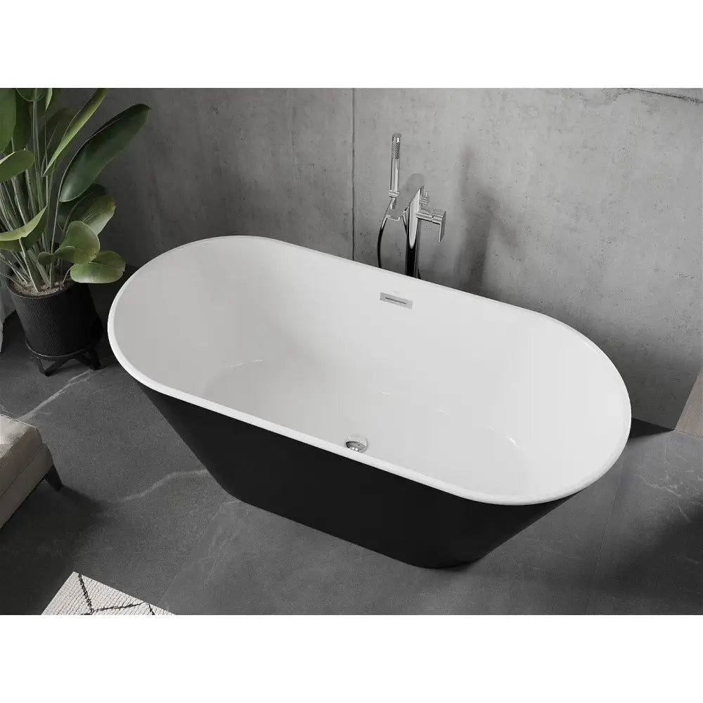 Flavia Frittstående Badekar 160x80 Cm Hvit/svart