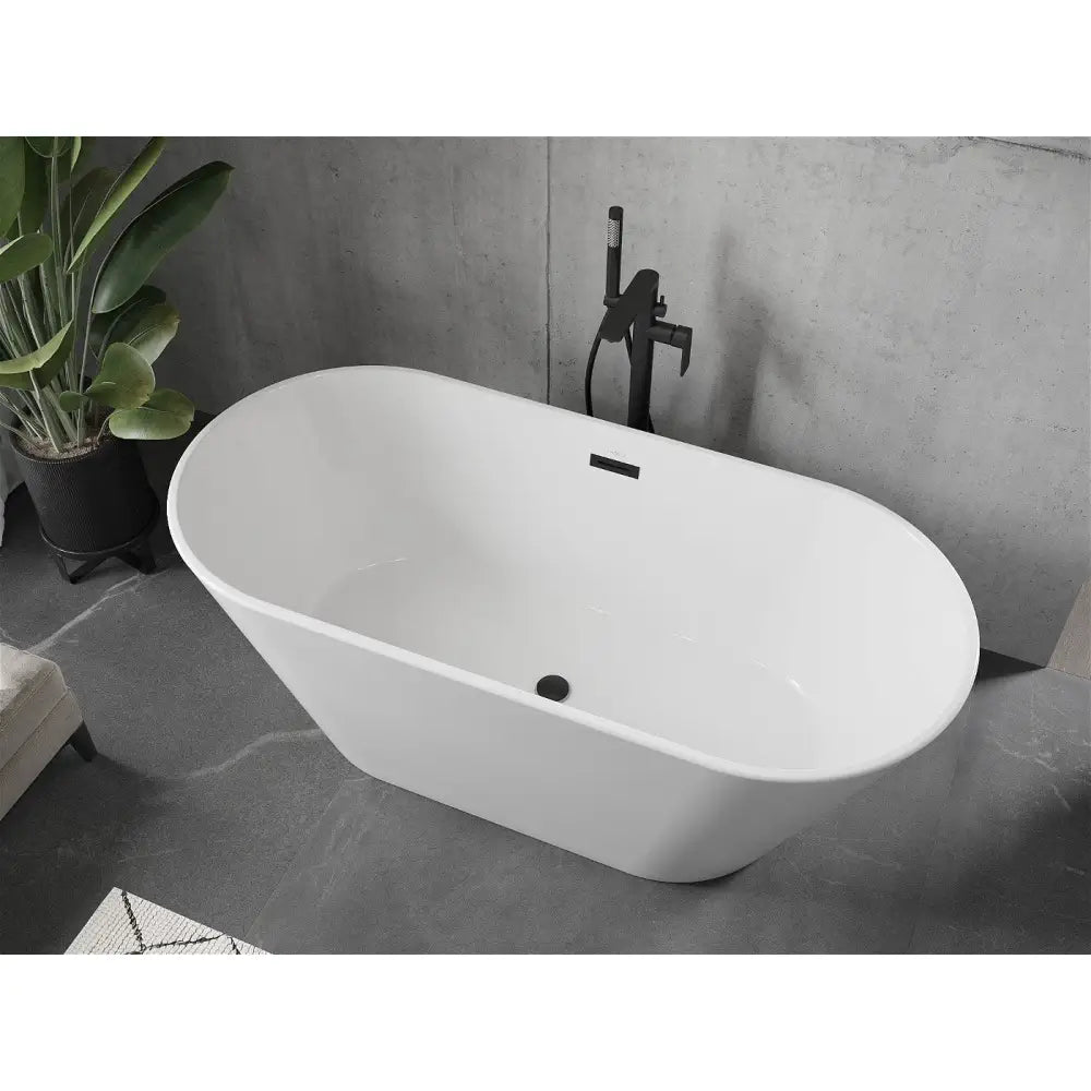 Flavia Frittstående Badekar 170x75 Cm Hvit med Svart Overløp - 54031708000-b