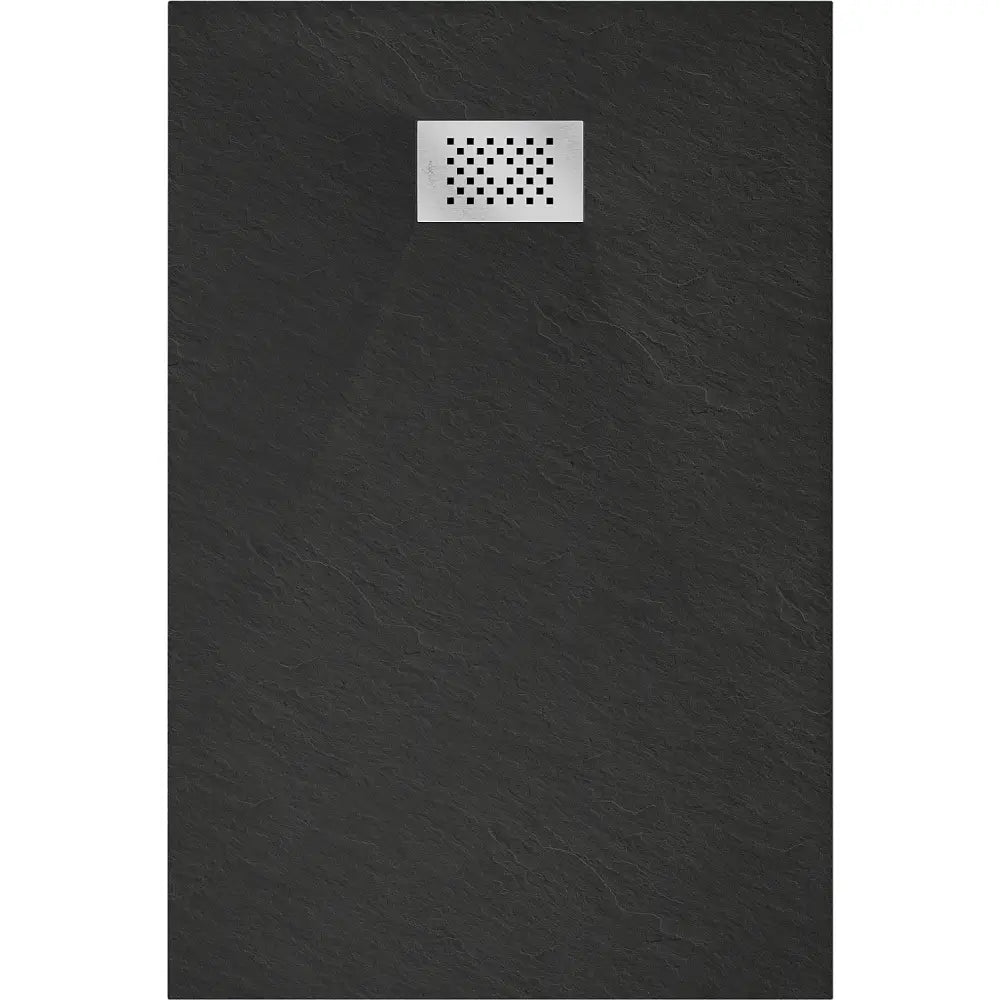 Hugo Rektangulært Smc-dusjbrett 130x70 Cm Svart med Rustfritt Stål Deksel - 42707013-x