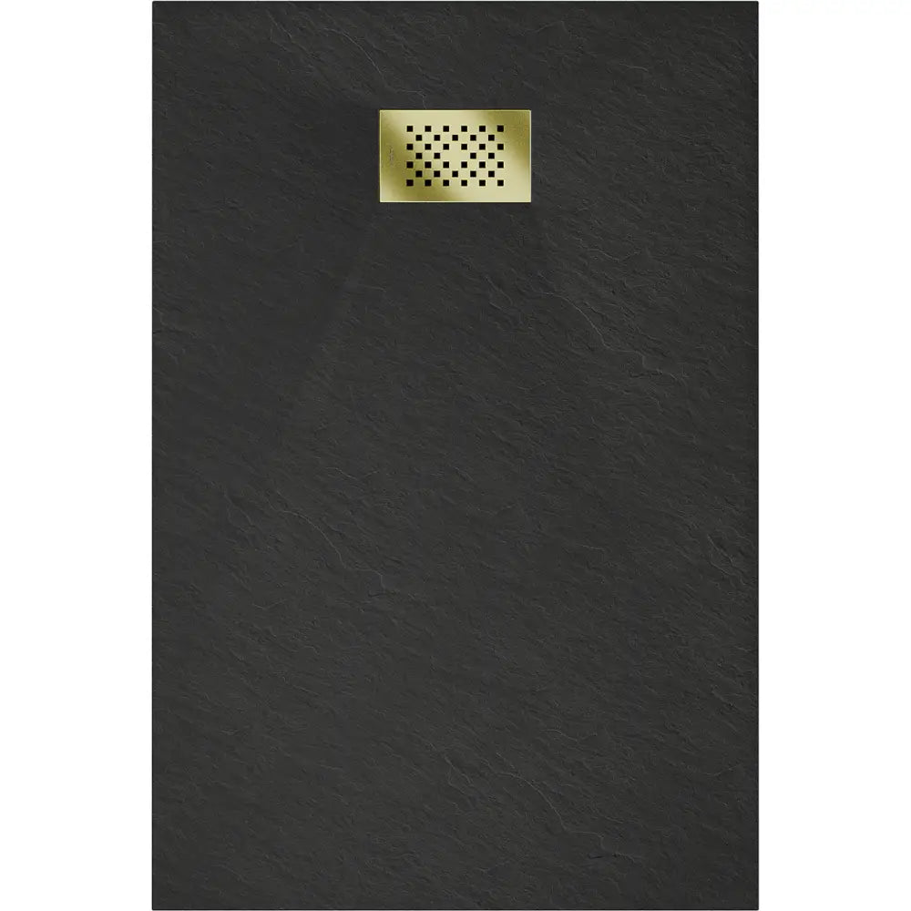 Hugo Rektangulært Smc-dusjbrett 80x70 Cm Svart med Gulldekke - 42707080-g