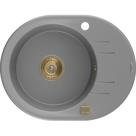 Kevin Kjøkkenvask 1 Kum Med Avrenning 586 x 458 mm, Grå, Vannlås Gull - 6517581005-71-G
