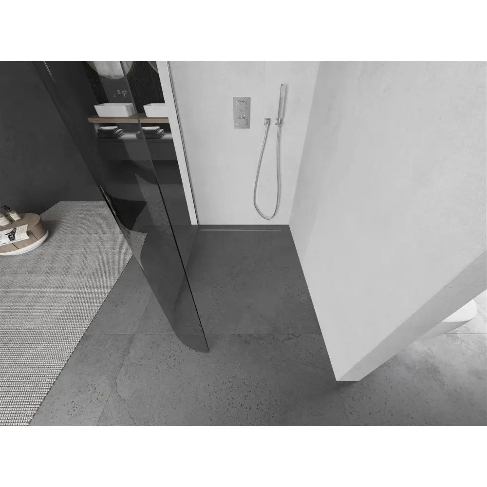 Dusjvegg 90x200 Cm Avrundet Transparent 8 Mm Krom