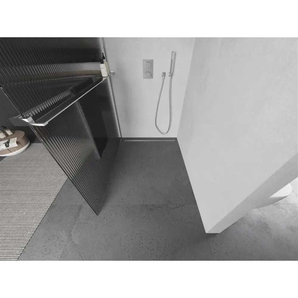 Dusjvegg med Hylle 130x200 Cm Striper Krom