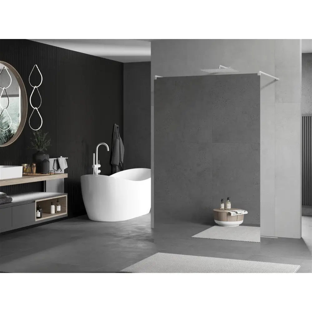 Dusjvegg 100x200 Cm Speil 8 Mm Hvit